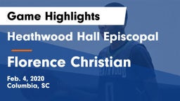 Heathwood Hall Episcopal  vs Florence Christian Game Highlights - Feb. 4, 2020