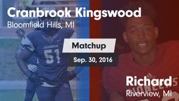 Matchup: Cranbrook Kingswood vs. Richard  2016