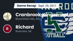 Recap: Cranbrook Kingswood  vs. Richard  2017