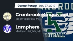Recap: Cranbrook Kingswood  vs. Lamphere  2017