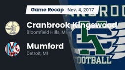 Recap: Cranbrook Kingswood  vs. Mumford  2017