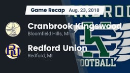 Recap: Cranbrook Kingswood  vs. Redford Union  2018
