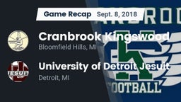Recap: Cranbrook Kingswood  vs. University of Detroit Jesuit  2018