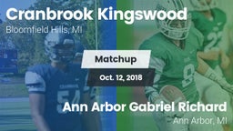 Matchup: Cranbrook Kingswood vs. Ann Arbor Gabriel Richard  2018