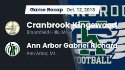 Recap: Cranbrook Kingswood  vs. Ann Arbor Gabriel Richard  2018