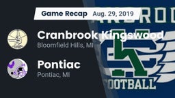 Recap: Cranbrook Kingswood  vs. Pontiac  2019