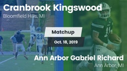 Matchup: Cranbrook Kingswood vs. Ann Arbor Gabriel Richard  2019