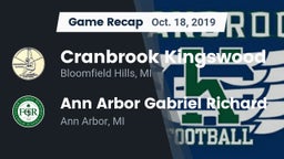 Recap: Cranbrook Kingswood  vs. Ann Arbor Gabriel Richard  2019