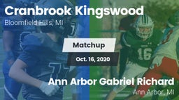 Matchup: Cranbrook Kingswood vs. Ann Arbor Gabriel Richard  2020