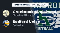 Recap: Cranbrook Kingswood  vs. Redford Union  2020