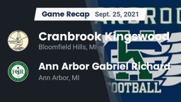 Recap: Cranbrook Kingswood  vs. Ann Arbor Gabriel Richard  2021