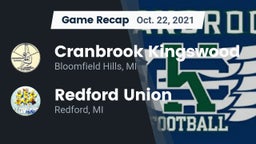 Recap: Cranbrook Kingswood  vs. Redford Union  2021