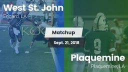 Matchup: West St. John vs. Plaquemine  2018