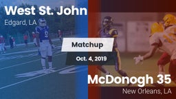 Matchup: West St. John vs. McDonogh 35  2019