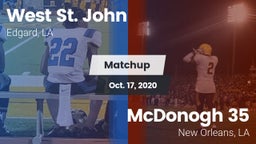 Matchup: West St. John vs. McDonogh 35  2020