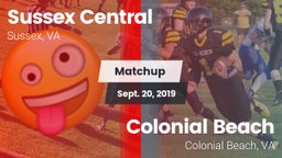 Matchup: Sussex Central vs. Colonial Beach  2019