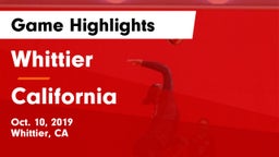 Whittier  vs California  Game Highlights - Oct. 10, 2019