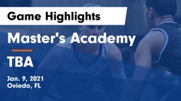 Master's Academy  vs TBA Game Highlights - Jan. 9, 2021