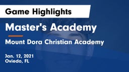 Master's Academy  vs Mount Dora Christian Academy Game Highlights - Jan. 12, 2021