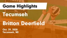Tecumseh  vs Britton Deerfield Game Highlights - Oct. 29, 2020