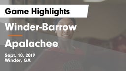 Winder-Barrow  vs Apalachee  Game Highlights - Sept. 10, 2019