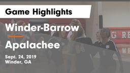 Winder-Barrow  vs Apalachee  Game Highlights - Sept. 24, 2019