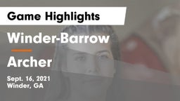 Winder-Barrow  vs Archer Game Highlights - Sept. 16, 2021