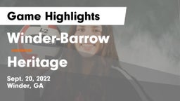 Winder-Barrow  vs Heritage  Game Highlights - Sept. 20, 2022