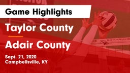 Taylor County  vs Adair County  Game Highlights - Sept. 21, 2020