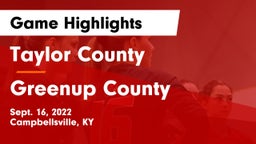 Taylor County  vs Greenup County Game Highlights - Sept. 16, 2022