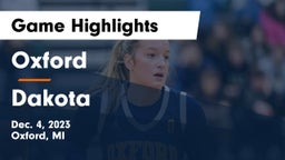 Oxford  vs Dakota  Game Highlights - Dec. 4, 2023
