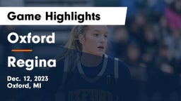 Oxford  vs Regina  Game Highlights - Dec. 12, 2023