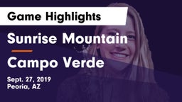 Sunrise Mountain  vs Campo Verde  Game Highlights - Sept. 27, 2019