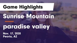 Sunrise Mountain  vs paradise valley  Game Highlights - Nov. 17, 2020