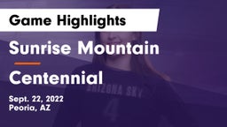 Sunrise Mountain  vs Centennial Game Highlights - Sept. 22, 2022