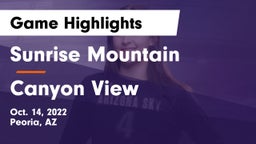 Sunrise Mountain  vs Canyon View  Game Highlights - Oct. 14, 2022