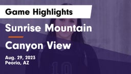 Sunrise Mountain  vs Canyon View  Game Highlights - Aug. 29, 2023