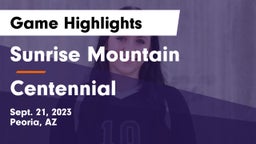 Sunrise Mountain  vs Centennial  Game Highlights - Sept. 21, 2023