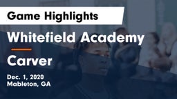 Whitefield Academy vs Carver  Game Highlights - Dec. 1, 2020
