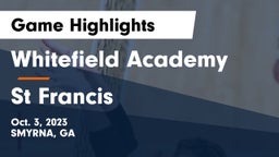 Whitefield Academy vs St Francis  Game Highlights - Oct. 3, 2023