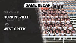 Recap: Hopkinsville  vs. West Creek  2016