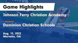 Johnson Ferry Christian Academy vs Dominion Christian Schools Game Highlights - Aug. 13, 2022
