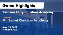Johnson Ferry Christian Academy vs Mt. Bethel Christian Academy Game Highlights - Aug. 25, 2022