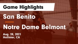 San Benito  vs Notre Dame Belmont Game Highlights - Aug. 28, 2021