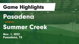 Pasadena  vs Summer Creek  Game Highlights - Nov. 1, 2022