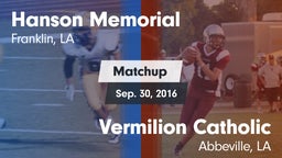 Matchup: Hanson Memorial vs. Vermilion Catholic  2016
