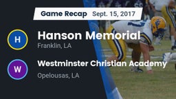 Recap: Hanson Memorial  vs. Westminster Christian Academy  2017
