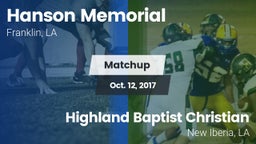 Matchup: Hanson Memorial vs. Highland Baptist Christian  2017