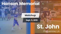 Matchup: Hanson Memorial vs. St. John  2019