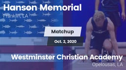 Matchup: Hanson Memorial vs. Westminster Christian Academy  2020